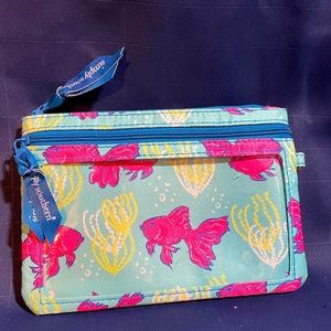 Simply Southern ID holder wristlet wallet w/ clear pocket & goldfish pattern